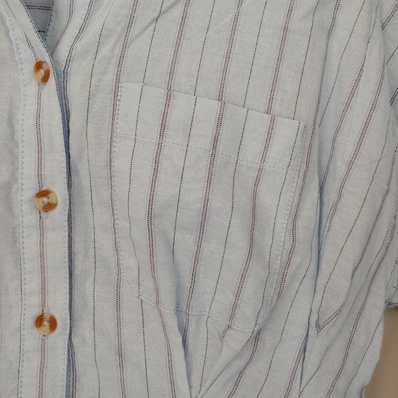 Maeve Anthropology Benna Striped Buttondown Cotton Shirt Size 2 - Picture 11 of 16